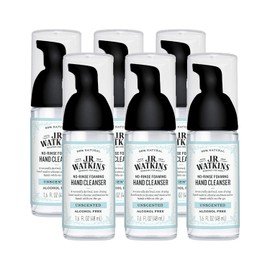 J.R. Watkins No-Rinse Foaming Hand Cleanser – Hand Soap in Pump Dispenser – Bathroom & Kitchen Foam Cleaner – All Natural, Alcohol Free, Unscented, 1.6 fl. Oz., Single