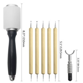 WMYCONGCONG 27 PCS Leather Stamping Tools Leather Carving Working Saddle Making Tools DIY Leather Craft Stamps Set Hammer Swivel Knife for Leather Craft DIY
