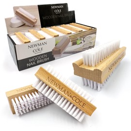 12 x Wooden Nail Brush Double Sided with Solid Plastic Bristles
