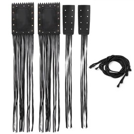 Motorcycle Leather Handlebar Tassels丨 2Pcs Motorcycle Fringe Handlebar Grip Fringe Sensor丨 2Pcs Motorcycle Handlebar Tassel Fringe Grip Cover Lever Cover Universal
