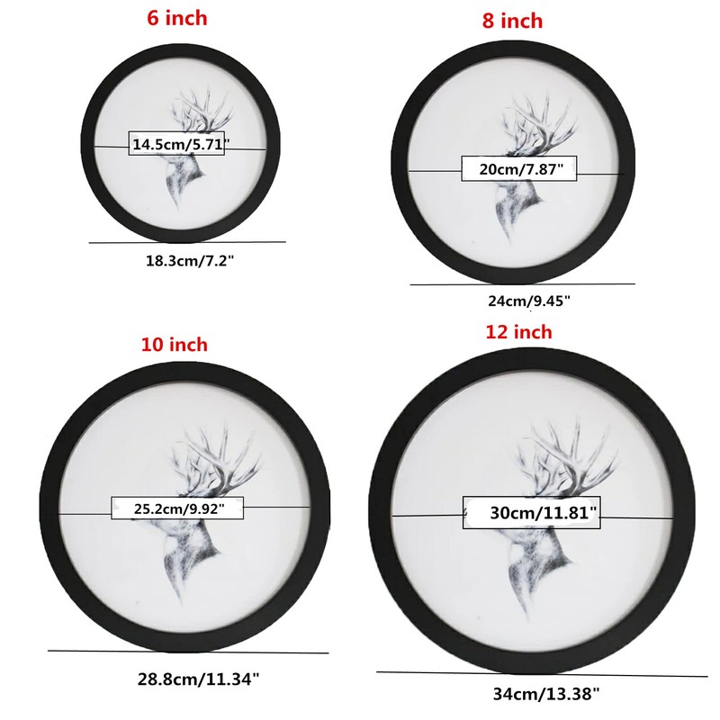 alfyng Round Photo Frame Wooden Wall Hanging Picture Frames for