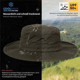 TOP-EX Men's & Women's Sun Hat with UV Neck Protection, Waterproof Safari Outdoor Hat for Summer, Trekking, Hiking, UPF 50+ Fishing Hat with Wide Brim, Rain Hat & Sun Bucket Hat, Neck Protection_Army