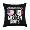 American Raised With Mexican Roots USA Mexico Flag Throw Pillow