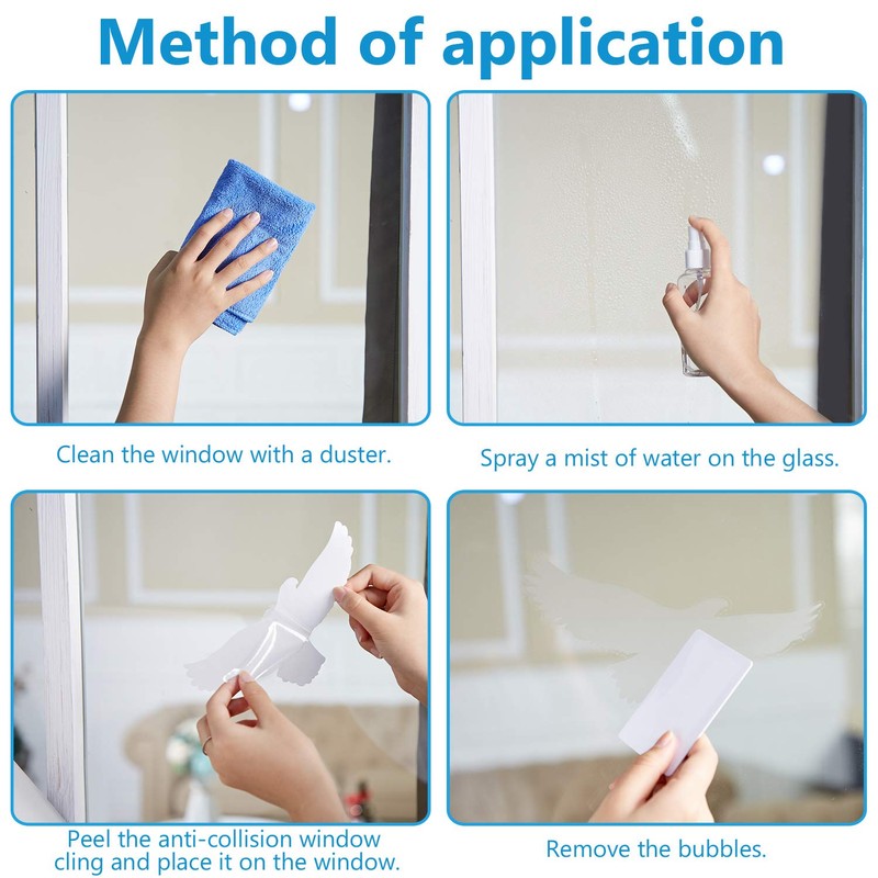 Boao 40pcs Large Anti Collision Window Stickers Bird Window Stickers
