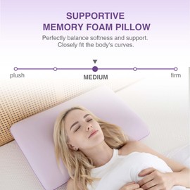Cooling Pillow for Sleeping, Gel Memory Foam Pillow with Reversible Cover, Neck Support for Side, Back and Stomach Sleepers, Removable & Machine Washable Cover, Bed Pillows for Hot Sleepers, Purple