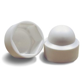ajile - 20 pieces - Snap on domed nut bolt cap, protective cover for M6, 10 mm nut - WHITE plastic - FAH210