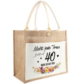 Ysound 30/40/50/60/70th Birthday Gift Jute Bag - Shopping Bag Ladies Jute Shopper Bag Gift for Women Mum Girlfriend Colleague Birthday, 40
