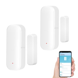 WiFi Door Sensor Window Detector: Smart Magnetic Door Open Detector with App Alerts, Wireless Home Security Contact Sensor, Tuya App Remote Control, Compatible with Alexa Google Assistant (2-Pack)