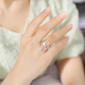 kkjoy Flower and Bird Ring Stainless Steel Adjustable Open Finger Rings Fashion Jewellery Gift for Women and Girls, Stainless Steel, No Gemstone