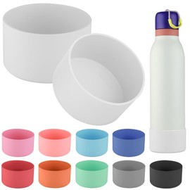 2pcs Silicone Boot for Owala FreeSip Twist Water Bottle 24oz,Applicable Anti-Slip Protective Sleeve for Owala FreeSip Twist,Anti-Slip Bottom Protective for Owala FreeSip Twist (White)