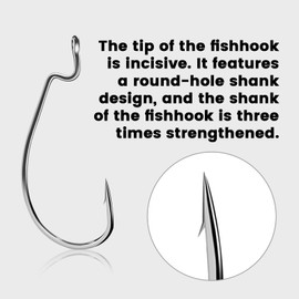 BBBF 25pcs Premium Ewg Hook for Freshwater Fishing - Essential Fishing Supplies, Accessories, and Gear - Perfect for Soft Bait, Worms, Fishing Hooks for Every Water Adventure (2/0-25pcs)