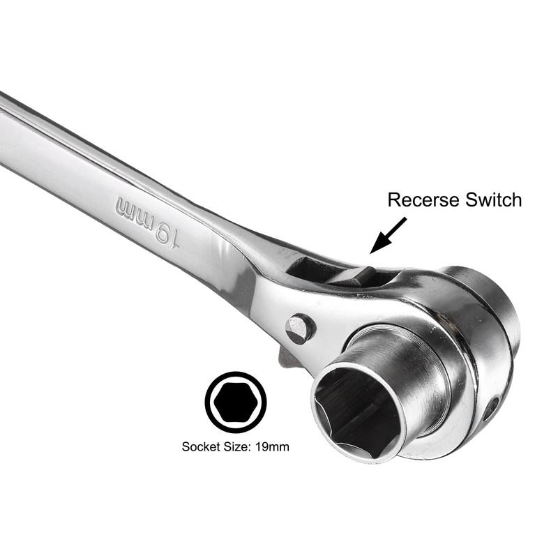uxcell 2 in 1 Scaffolding Podger Ratchet Wrench 19mm x