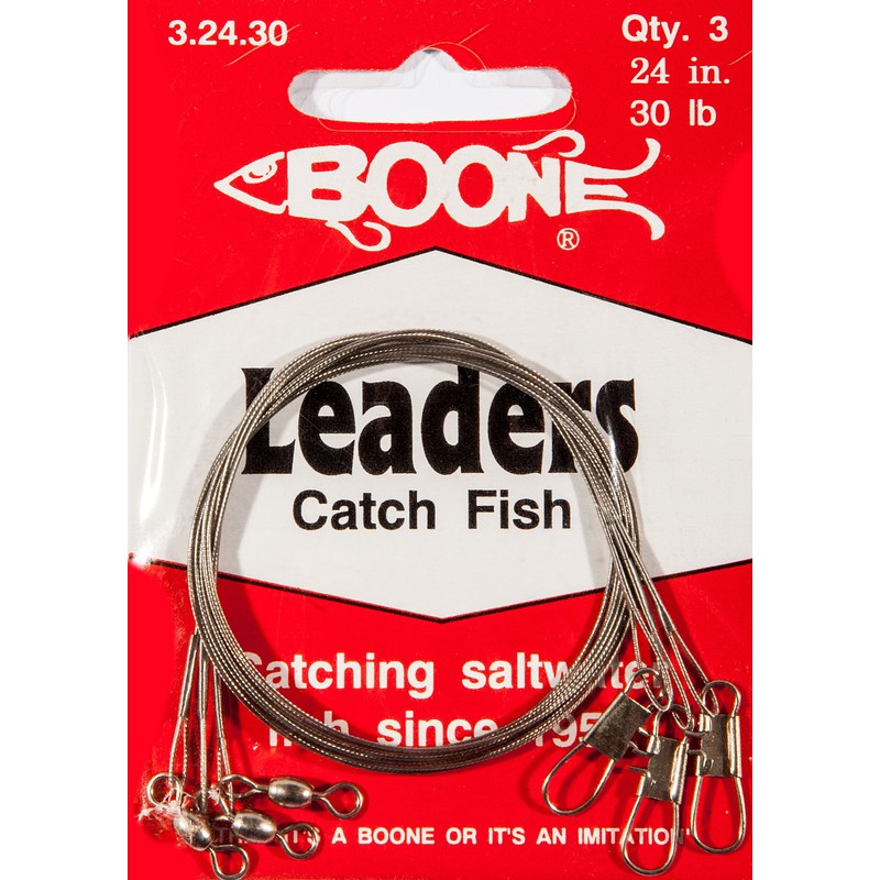Boone Bright SS 18-Inch Leader (Pack of 3), 20-Pound SILVER