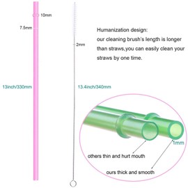Dakoufish 12 Piece 13 Inch Reusable Plastic Thick Drinking Straws BPA Free Mason Jar Straws Plain Color (13inch,Teal)