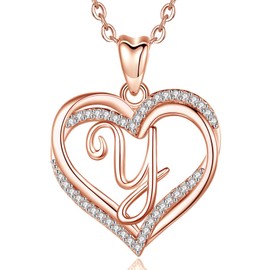 INFUSEU Initial Necklaces for Women Letter Y Pendant Rose Gold Jewelry Unique Birthday Gifts for Her