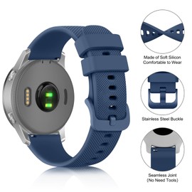 Meliya Silicone Bands for Garmin Vivoactive 4S / Venu 2S / Venu 3S / Vivomove 3S, 18mm Soft Sport Quick Release Waterproof Replacement Strap for Garmin Forerunner 255s/265s (Navy Blue)