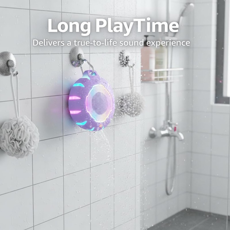 HEYSONG Waterproof Shower Bluetooth Speaker, Durable & Portable with Clear