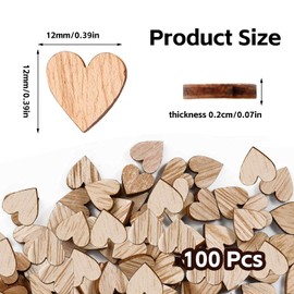 Pack of 100 Wooden Hearts Decorative Confetti, Confetti Wooden Hearts Wedding Table Decoration Valentine's Day Birthday Christening Heart for Crafts 12 mm Heart Decoration Mother's Day Anniversary