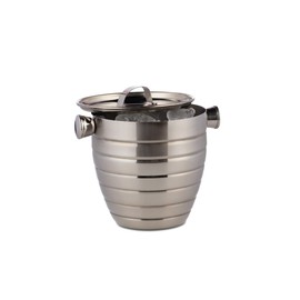 bar@drinkstuff Manhattan Nights Stainless Steel Ribbed Ice Bucket 1.8ltr