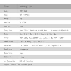 [Bluetooth 5.0 Accelerometer+Inclinometer] WT901BLE MPU9250 High Precision 9-Axis Gyroscope+Angle (0.05° Accuracy)+Magnetometer with Kalman Filtering, 3-AHRS IMU Sensor