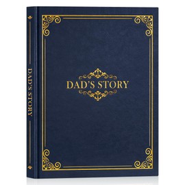 Lanpn Dad Life Story Journal with 300+ Questions, Gifts for Dad Father's Day Birthday Christmas Dads Memory Keepsake Book to Fill Out Leather Father Story Guided Journal to Share Life & Love (Blue)