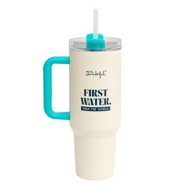 Mr. Wonderful 1.2 Litre Thermal Taza - First Water - Then The World - Stainless Steel - Keeps Heat and Cold