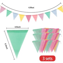 Easter Day Decorations Pennant Banner Flags 36 PCS Colorful Burlap Banner Flags Flag Banners for Outside Classroom Decor Pastel Birthday Party Banner Garland Preschool Classroom Decorations