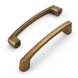 Amerdeco 10 Pack Antique Brass Cabinet Pulls 4 Inch(102MM) Hole Centers Kitchen Vintage Retro Cabinet Handles Hardware Kitchen Handles for Cabinets Cupboard Handles Drawer Pulls ZH0032