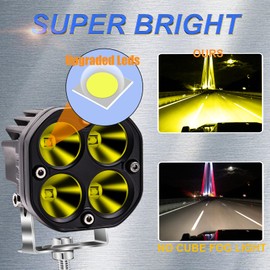 3 Inch LED Light Bar, 40w Cube LED Pods Fog Lights Ditch Lights Spot Beam Driving Light Waterproof for Offroad Truck 4WD SUV ATV UTV Yellow (Pack of 2)