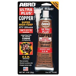 ABRO Ultra Plus 999 RTV Silicone Sealant and Gasket Maker, for Import Engines, Sensor Safe, Non-Corrosive, High Temp Silicone Sealant, 650 Degrees F, 3 oz. Tube - Copper