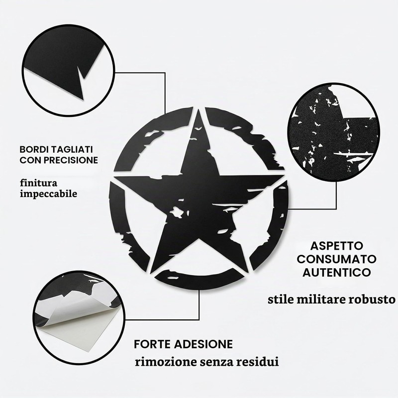 GXGM 2 Pezzi Adesivo Stella Militare Nera – Adesivi per