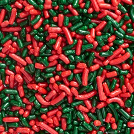 DECOPAC Candy Sprinkles, 26oz, Red & Green Sprinkle Mix, Fancy Sprinkles in Handheld Container, Edible Sprinkles For Holiday Celebration Cakes, Cupcakes, Cookies - Red & Green
