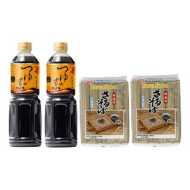 Ninben "Tsuyu No Moto" Japanese Noodle Soup/Sauce (33.8 Fl Oz) & Shirakiku Buckwheat Noodle Zaru Soba (2.99 Lbs) - 2 of Each