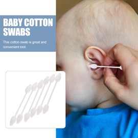 Beavorty Cotton Ear Buds 56pcs Baby Cotton Swabs Natural Cotton Buds Double Cotton Tipped Sticks Safety Ear Swabs Ear Sticks for Baby Ear Nose Clean Baby Ear Buds Cotton Safety