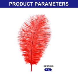 PATIKIL 30 Pcs Natural Ostrich Feathers Bulk 8-10 Inch/ 20-25 cm Large Ostrich Feathers for Crafts Home Decoration Wedding Party Vase Decor (Red)