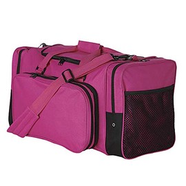 22" Blank Sports Duffle Bag Gym Bag Travel Duffel With Adjustable Strap and Removal Front Compartment (Black)