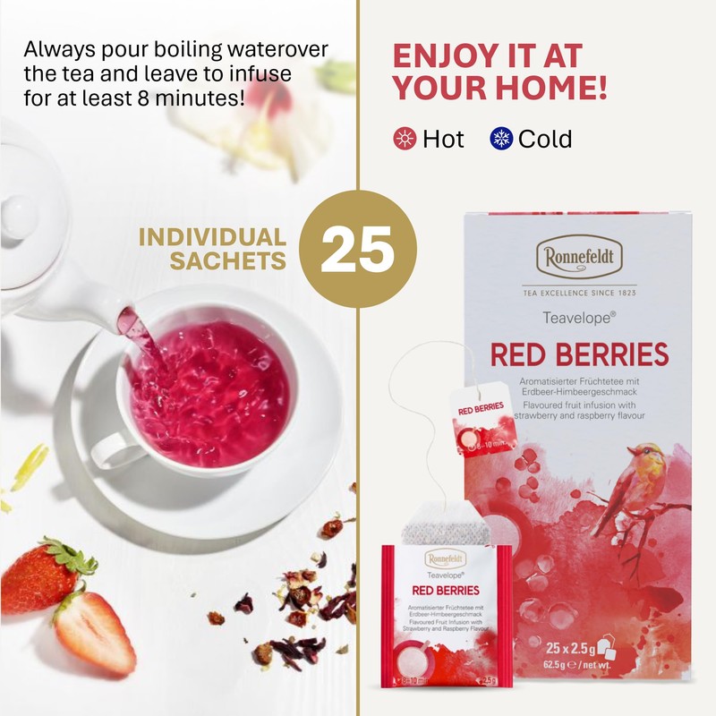 Ronnefeldt Red Berries – 6 Teavelope Packs of 25 Individually