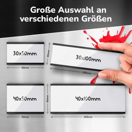 Magnetic Label Holders – Pack of 50 Magnetic Labels Writeable 40 x 50 mm – Magnetic Label Holder with Writeable Insertion Labels – Magnetic Labels Holder for Shelves Workshops & Office