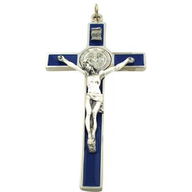 ST. Benedict crucifijo de pared con esmalte de color en inglés y que explican de mobiliario St, Benedict Meda L