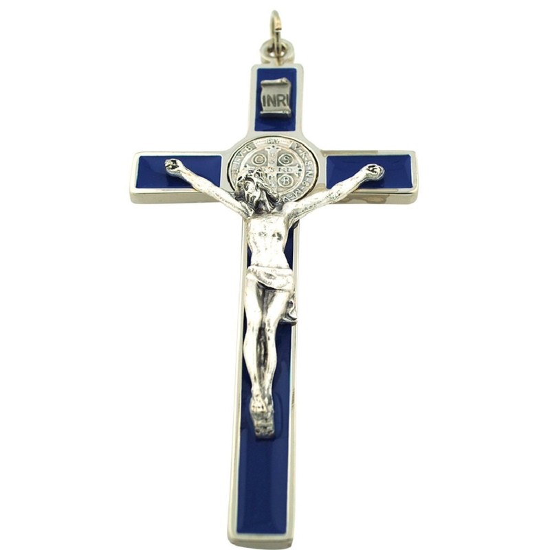 ST. Benedict crucifijo de pared con esmalte de color en