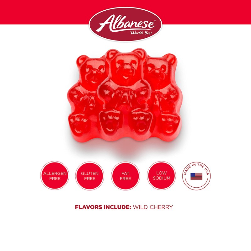 Albanese World's Best Wild Cherry Gummi Bears, 5lbs of Candy