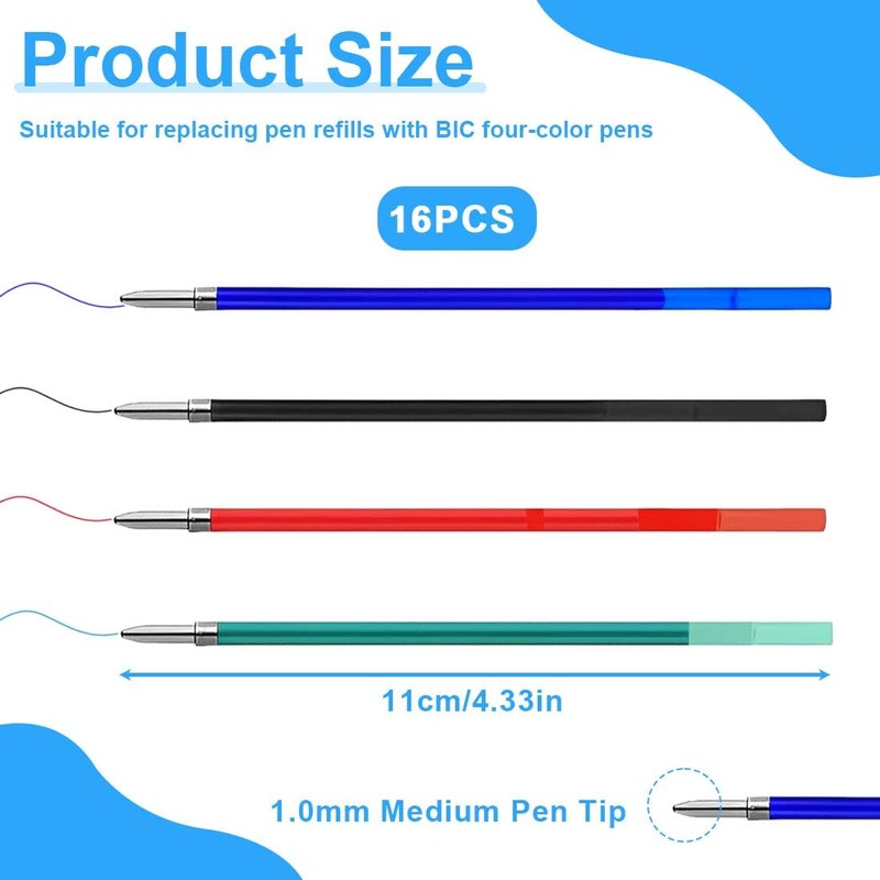 HQRKOTM Pack of 16 for BIC 4 Colours Ballpoint Pen