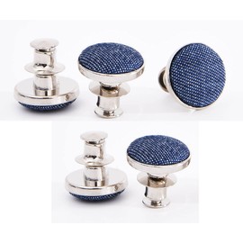 AMORNPHAN 5 Sets Denim Fabric Cover Jeans Pins Button No Sew Metal Replacement Detachable Instant 17mm Buttons Adjustable Clips Snap to Extend or Reduce for Jean Pants Buttons Kit (Blue)