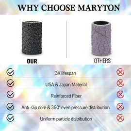 Maryton 500 Pcs Sanding Bands for Nail Drill, Extra Coarse Nail Sanding Band Bulk for Professional Salons Manicure and Pedicure