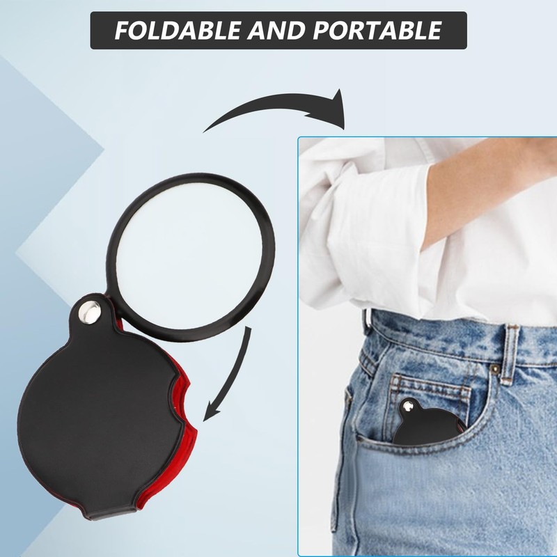 5X Mini Magnifying Glass Folding Pocket Magnifier Bigeye Glass Handheld
