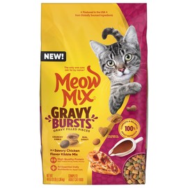 Meow Mix Gravy Bursts Dry Cat Food, Chicken, 3 LB Bag