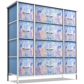 Sorbus Dresser w/ 12 Drawers - Furniture Storage Chest Tower Unit Tie-Dye Blue 12-drawe