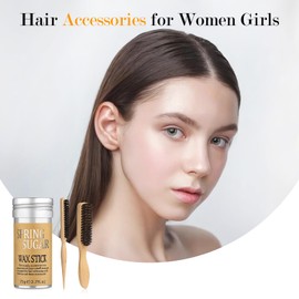 Hair Wax Stick & Boar Bristle Hair Brush – Edge Control & Flyaway Tamer Slick Back Hair Brush for Women Men Kids, Suitable for All Hair Types, Sleek Styles, Ponytails, Buns & Baby Hairs