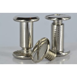 Book Screws Stainless Steel 8 mm | Pack of 20 | Colour: Silver | Screw Rivets for Leather Crafts | Sleeve Nut + Screws | Rivets 5 mm | Rivets for Screwing | German Supplier for Chicago Screws