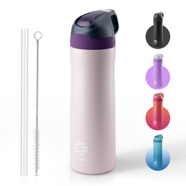 Fjbottle Insulated Water Bottle with Straw Lid, 20 oz Double Wall Vacuum Stainless Steel Sports Water Bottle For Women Men, BPA-free, Keep Hot & Cold Water Bottle For School Travel Gym